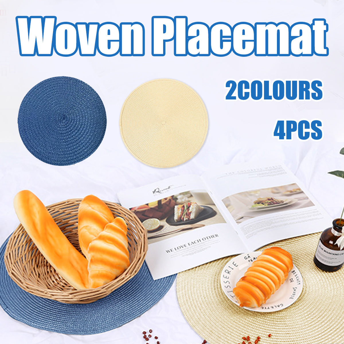 4 Pcs Round Woven Placemats Heat Insulation Table Mats