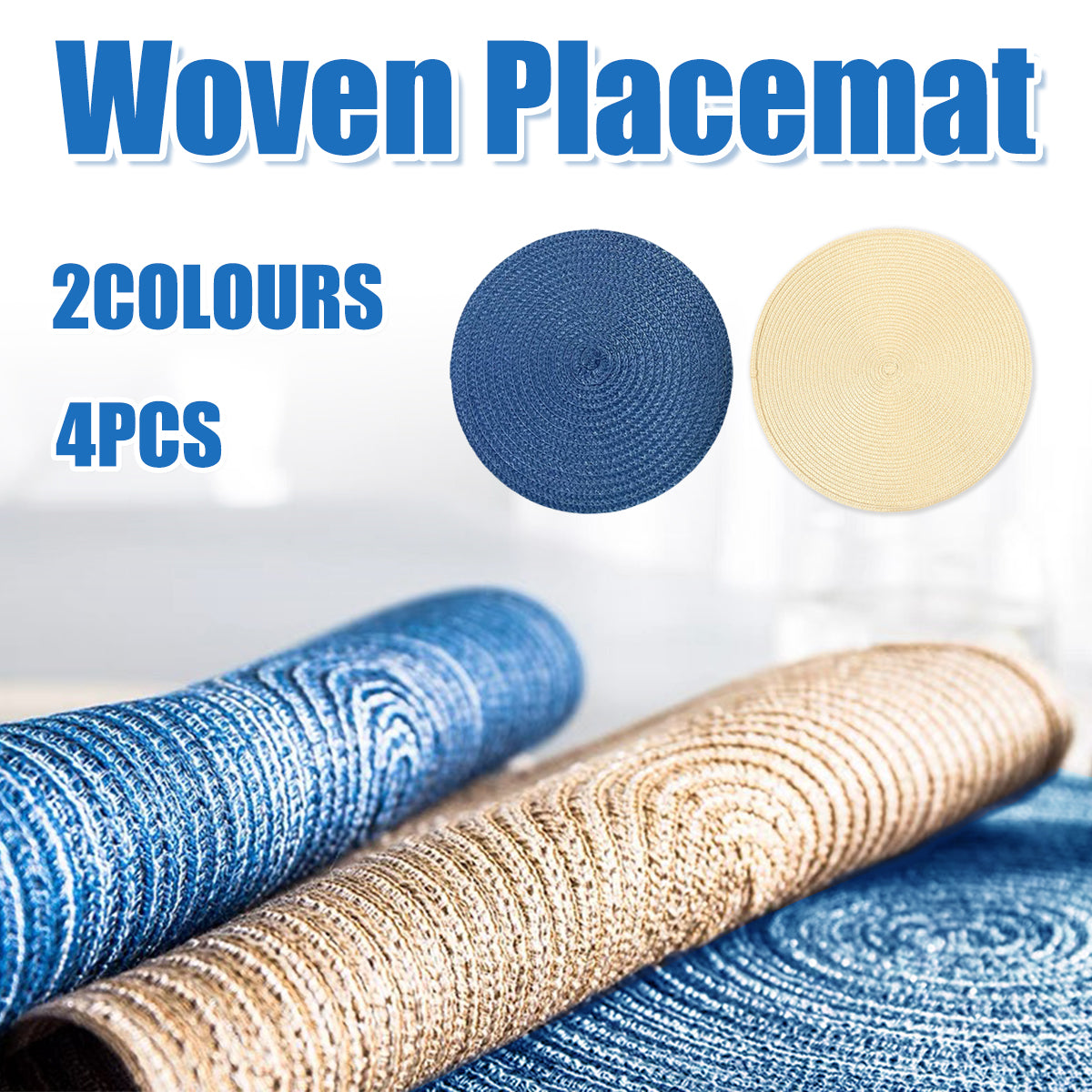 4 Pcs Round Woven Placemats Heat Insulation Table Mats