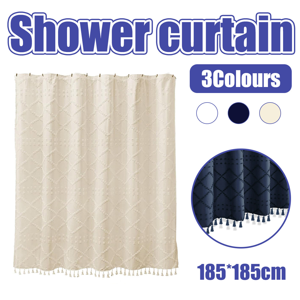 Waterproof Mildew Resistant Shower Curtain with Fringe Design