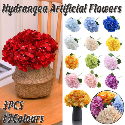 Artificial Hydrangea Bouquet 3pcs Silk Flowers Home Wedding Decor