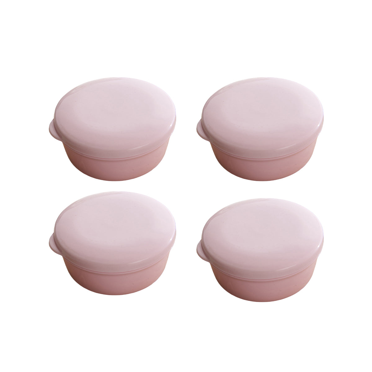 4PCS Round Portable Bathroom Soap Box Lid Travel Soap Holder Draining Soap Dish