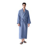 Cotton Bathrobe with Tie Waist and Pockets — Blue