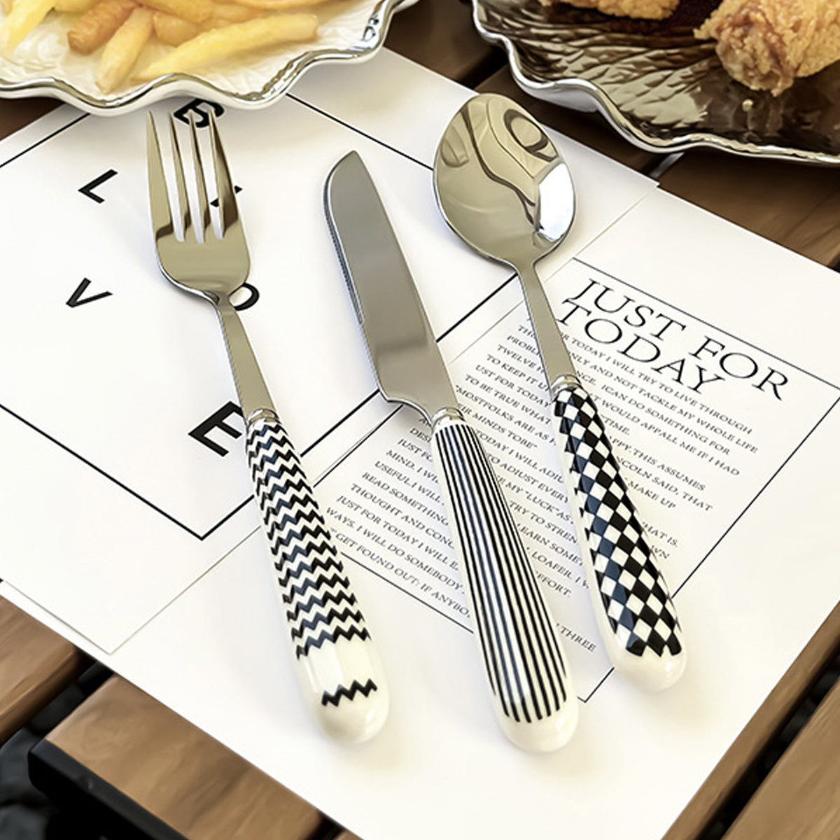 3PCS Stainless Steel Ceramic Handle Cutlery Set with Gift Box