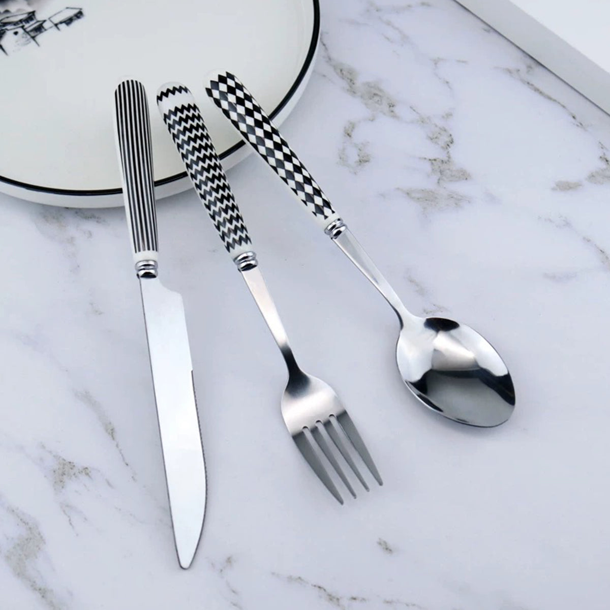 3PCS Stainless Steel Ceramic Handle Cutlery Set with Gift Box
