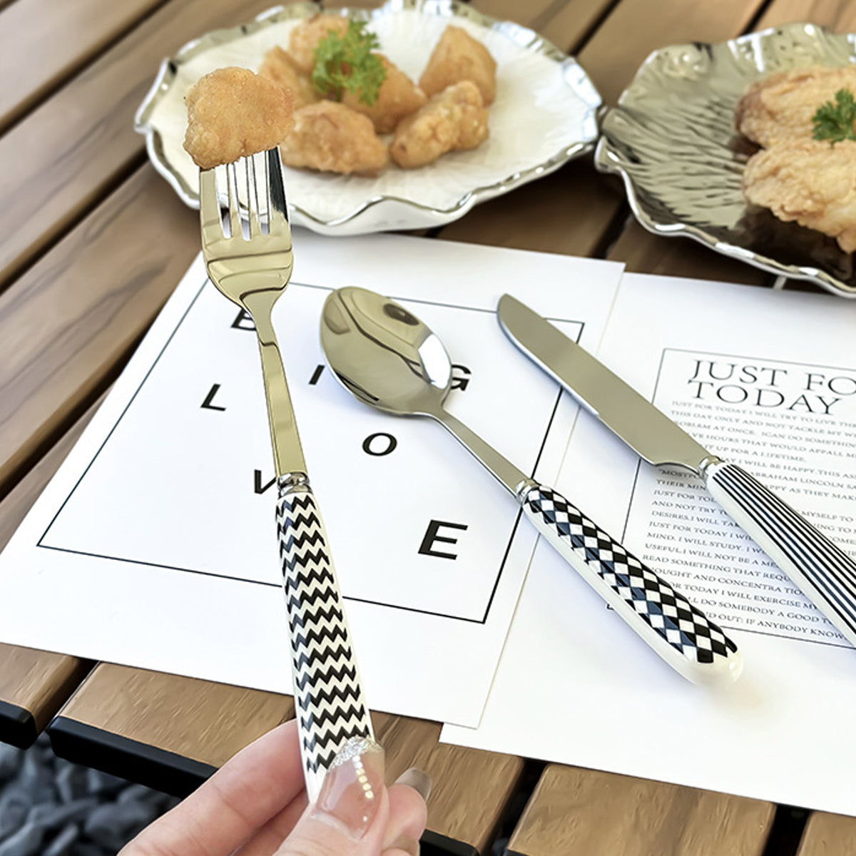 3PCS Stainless Steel Ceramic Handle Cutlery Set with Gift Box