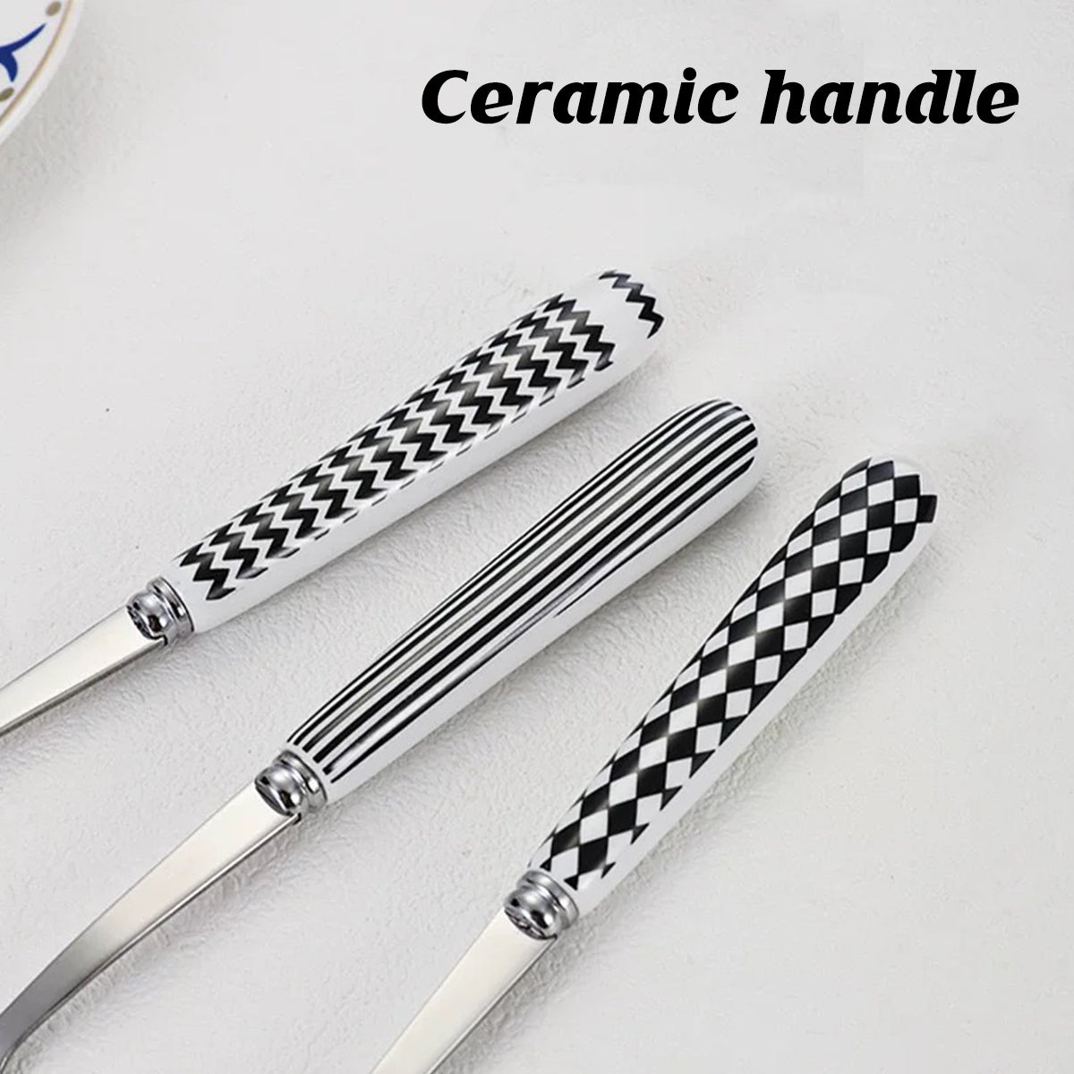 3PCS Stainless Steel Ceramic Handle Cutlery Set with Gift Box