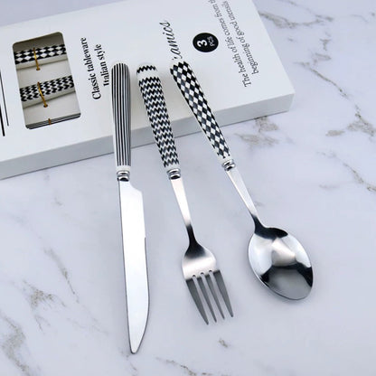 3PCS Stainless Steel Ceramic Handle Cutlery Set with Gift Box