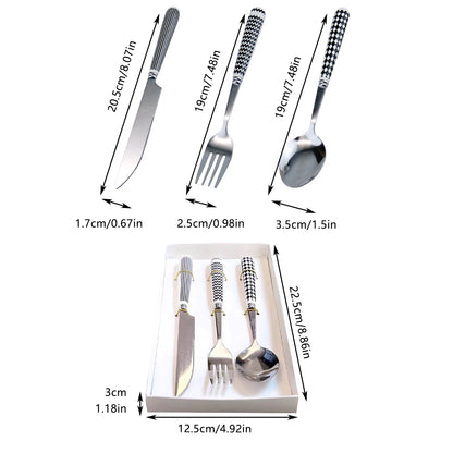 3PCS Stainless Steel Ceramic Handle Cutlery Set with Gift Box