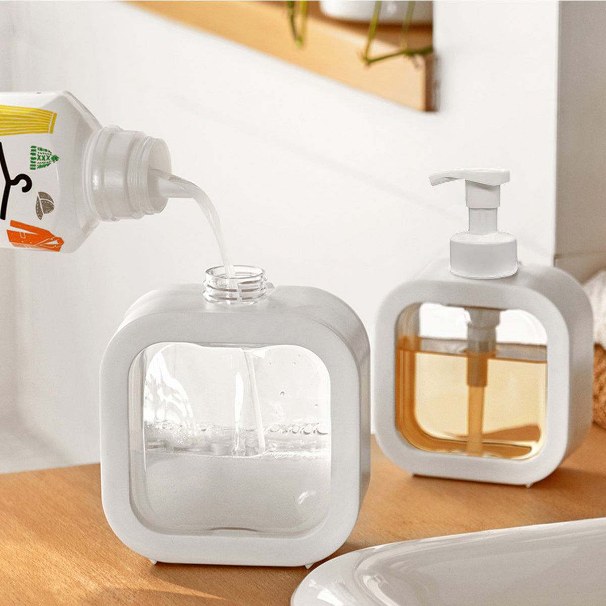Refillable Bathroom Dispenser Bottle in 2 Sizes – Product View 7