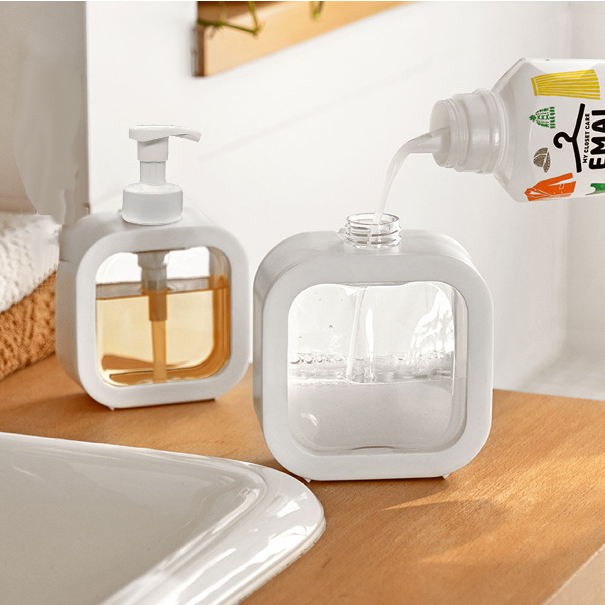 Refillable Bathroom Dispenser Bottle in 2 Sizes – Product View 8