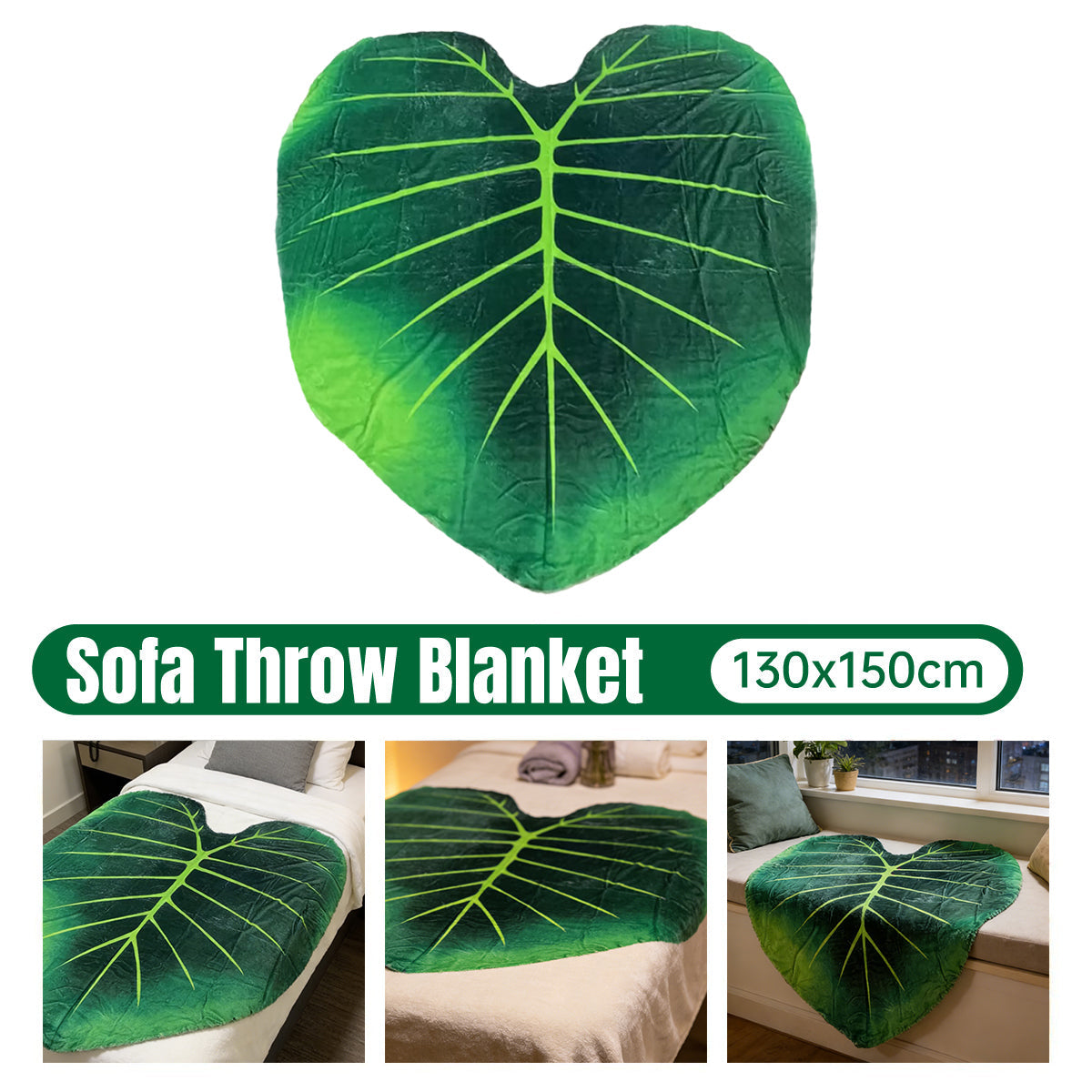 Leaf-Shaped Sofa Throw Blanket 150 × 150 cm – Product View 2