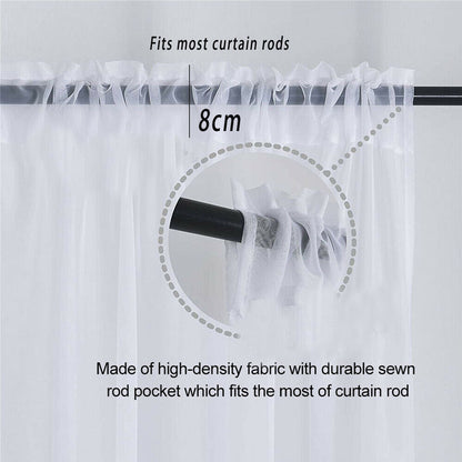 Sheer Voile Curtains Rod Pocket Window Panel for Bedroom 140cm x 230cm Drapes