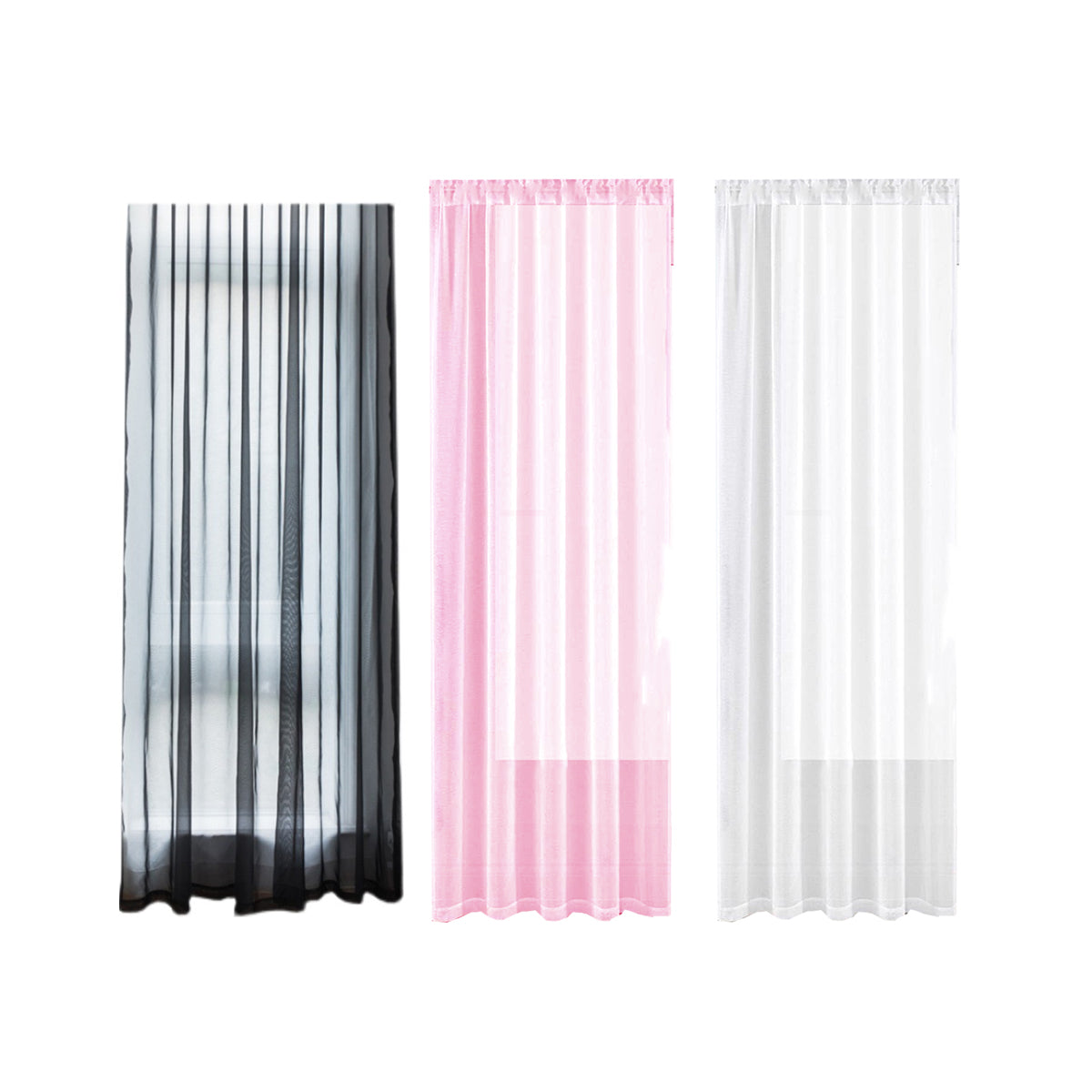 Sheer Voile Curtains Rod Pocket Window Panel for Bedroom 140cm x 230cm Drapes