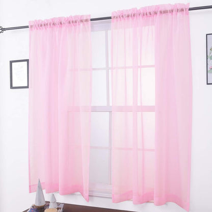 Sheer Voile Curtains Rod Pocket Window Panel for Bedroom 140cm x 230cm Drapes