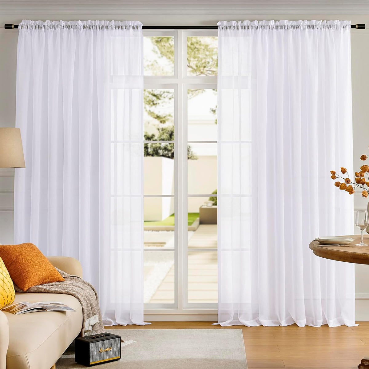 Sheer Voile Curtains Rod Pocket Window Panel for Bedroom 140cm x 230cm Drapes