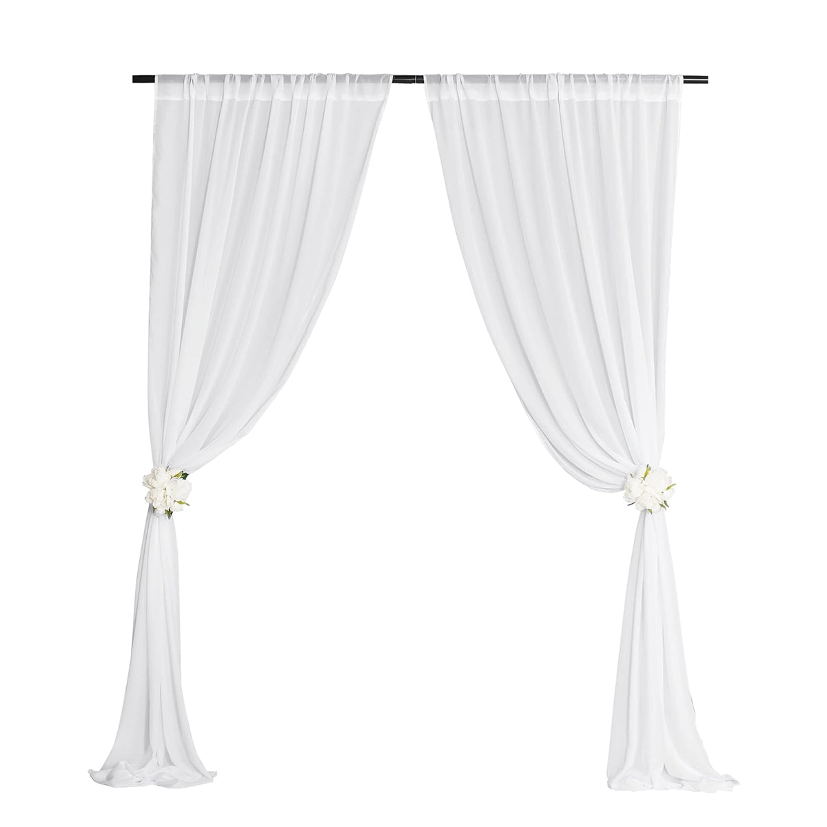 Sheer Voile Curtains Rod Pocket Window Panel for Bedroom 140cm x 230cm Drapes