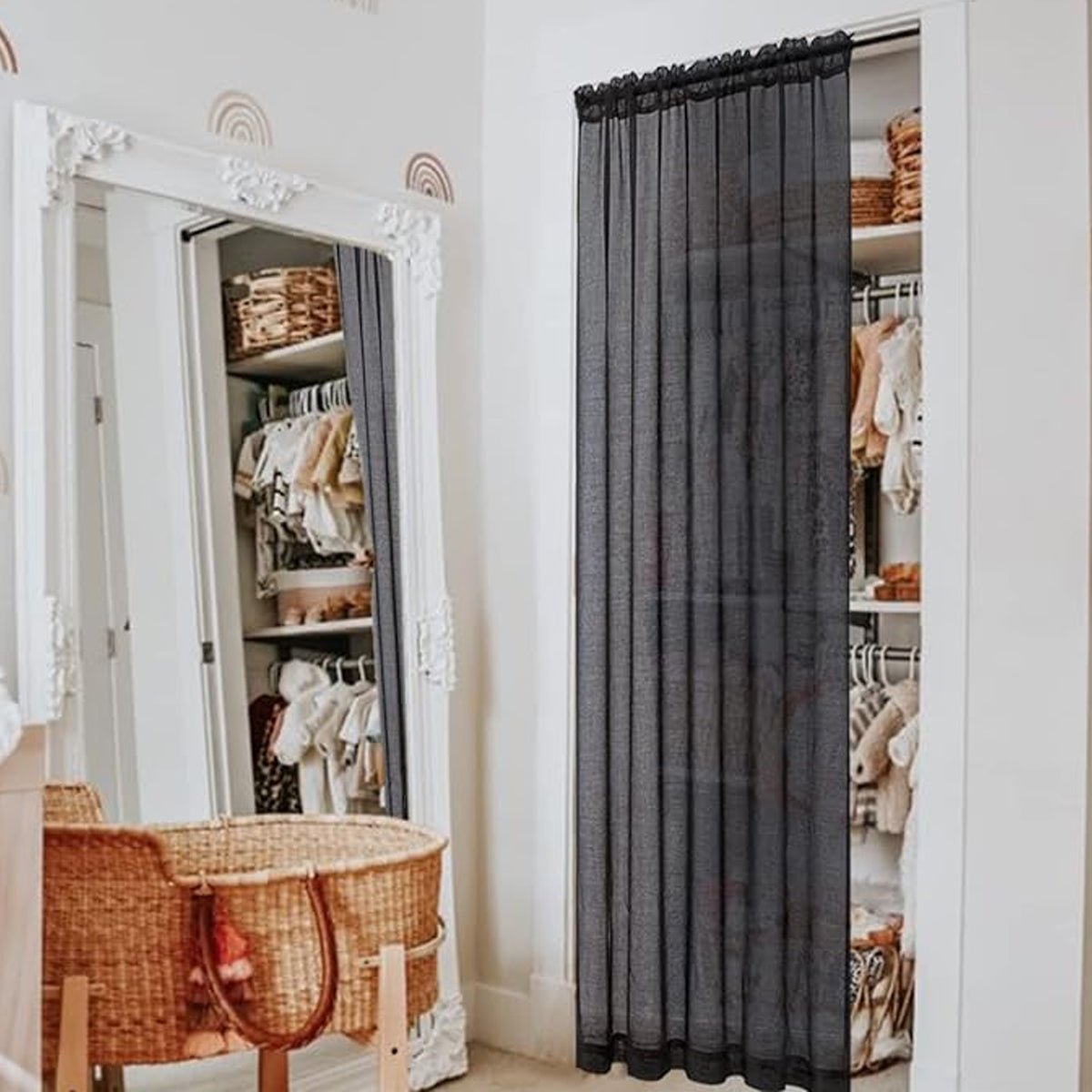 Sheer Voile Curtains Rod Pocket Window Panel for Bedroom 140cm x 230cm Drapes