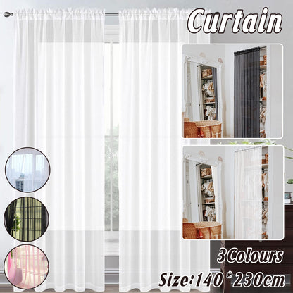 Sheer Voile Curtains Rod Pocket Window Panel for Bedroom 140cm x 230cm Drapes