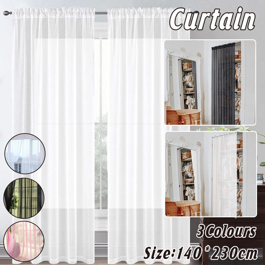 Sheer Voile Curtains Rod Pocket Window Panel for Bedroom 140cm x 230cm Drapes