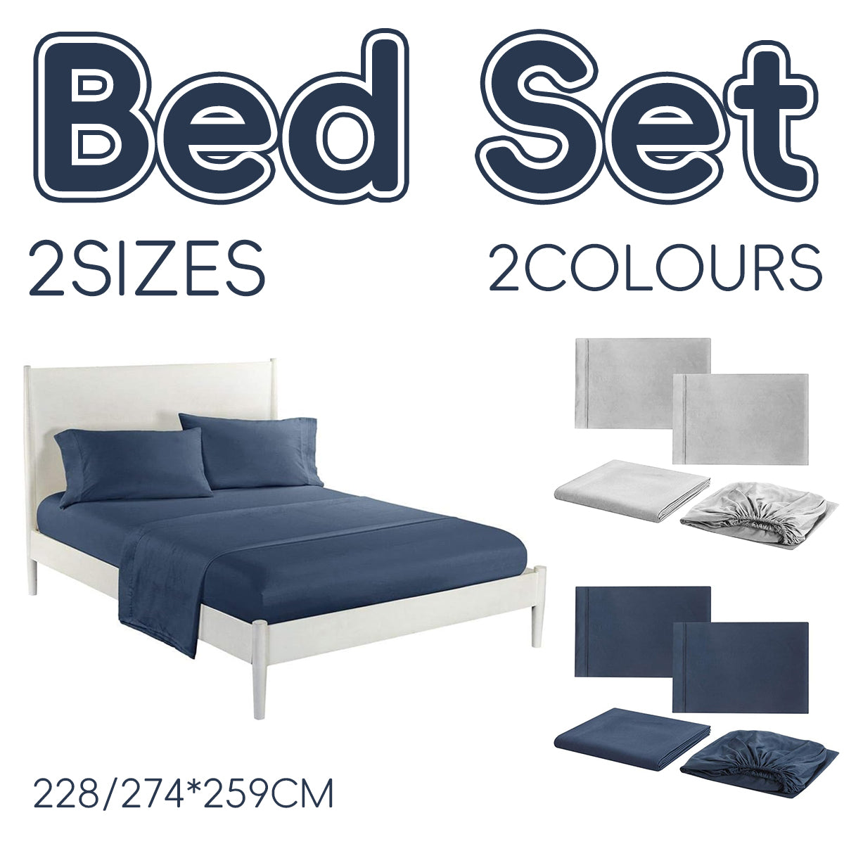4 Piece Fitted Sheet Bedding Set Soft Wrinkle Resistant