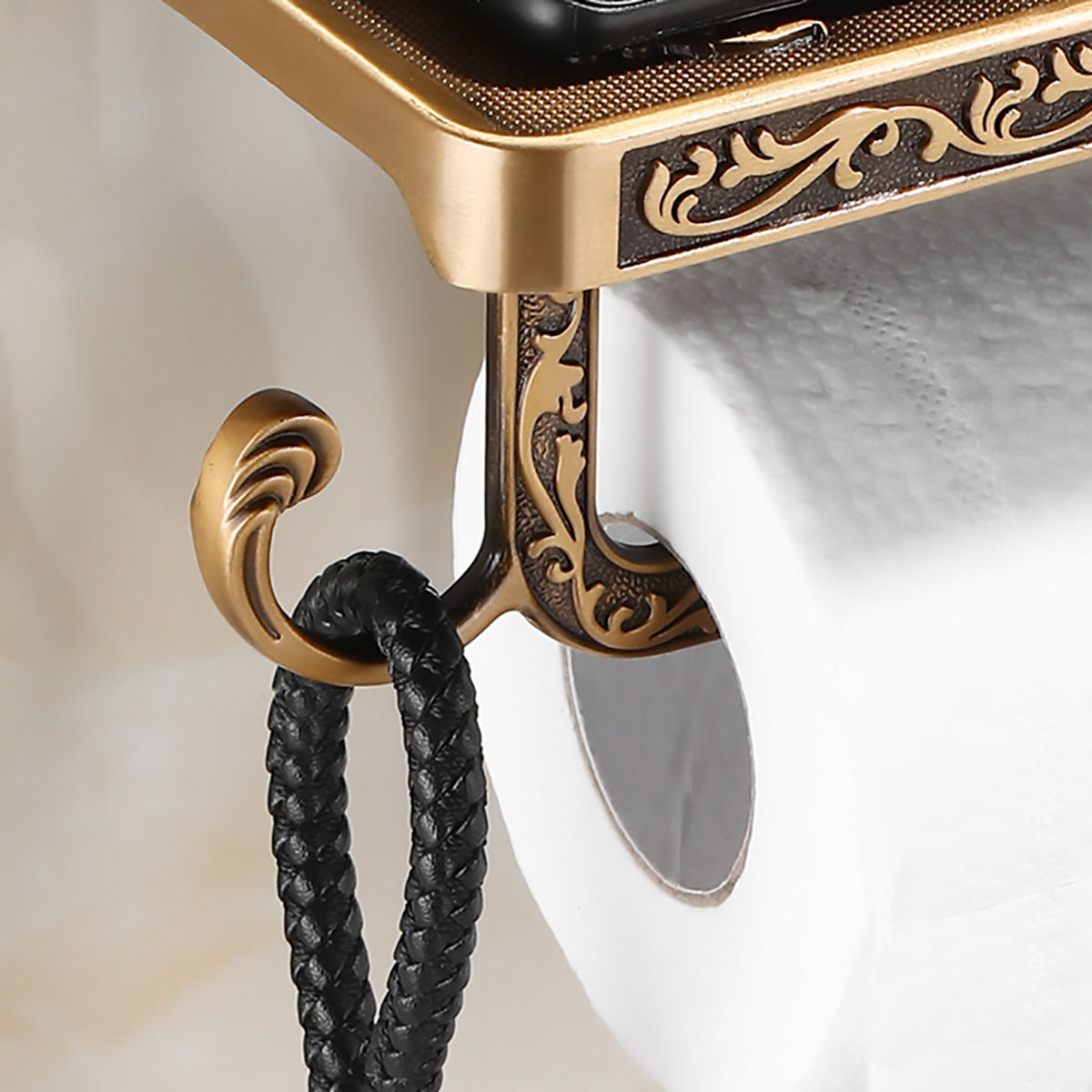 Wall Mounted Tissue Holder with Phone Shelf – Product View 11