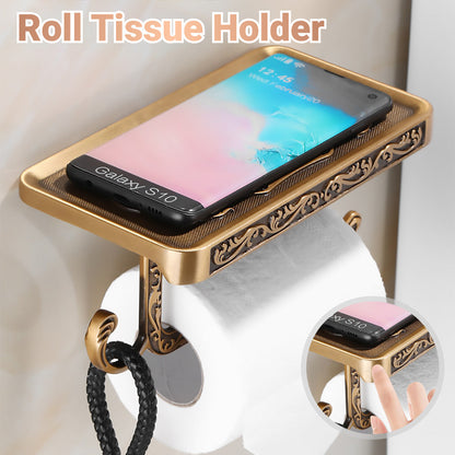 Wall Mounted Tissue Holder with Phone Shelf – Product View 2