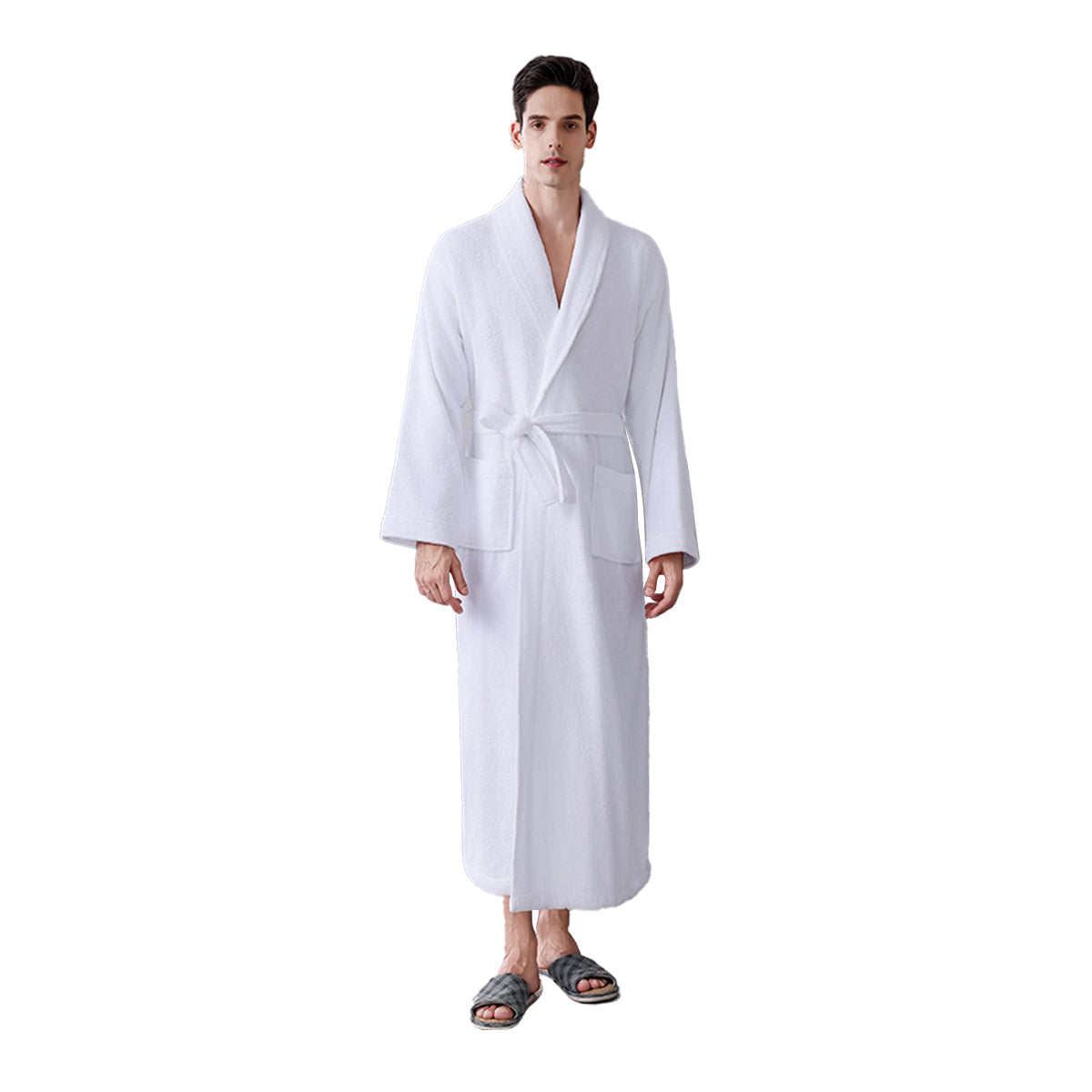 Quick Dry Cotton Bathrobe Absorbent Comfortable for Hotel Home Use