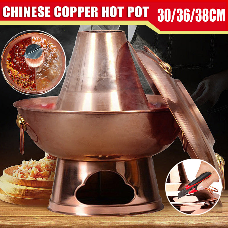 Stainless Steel Charcoal Chinese Copper Hot Pot for Beijing Cookware