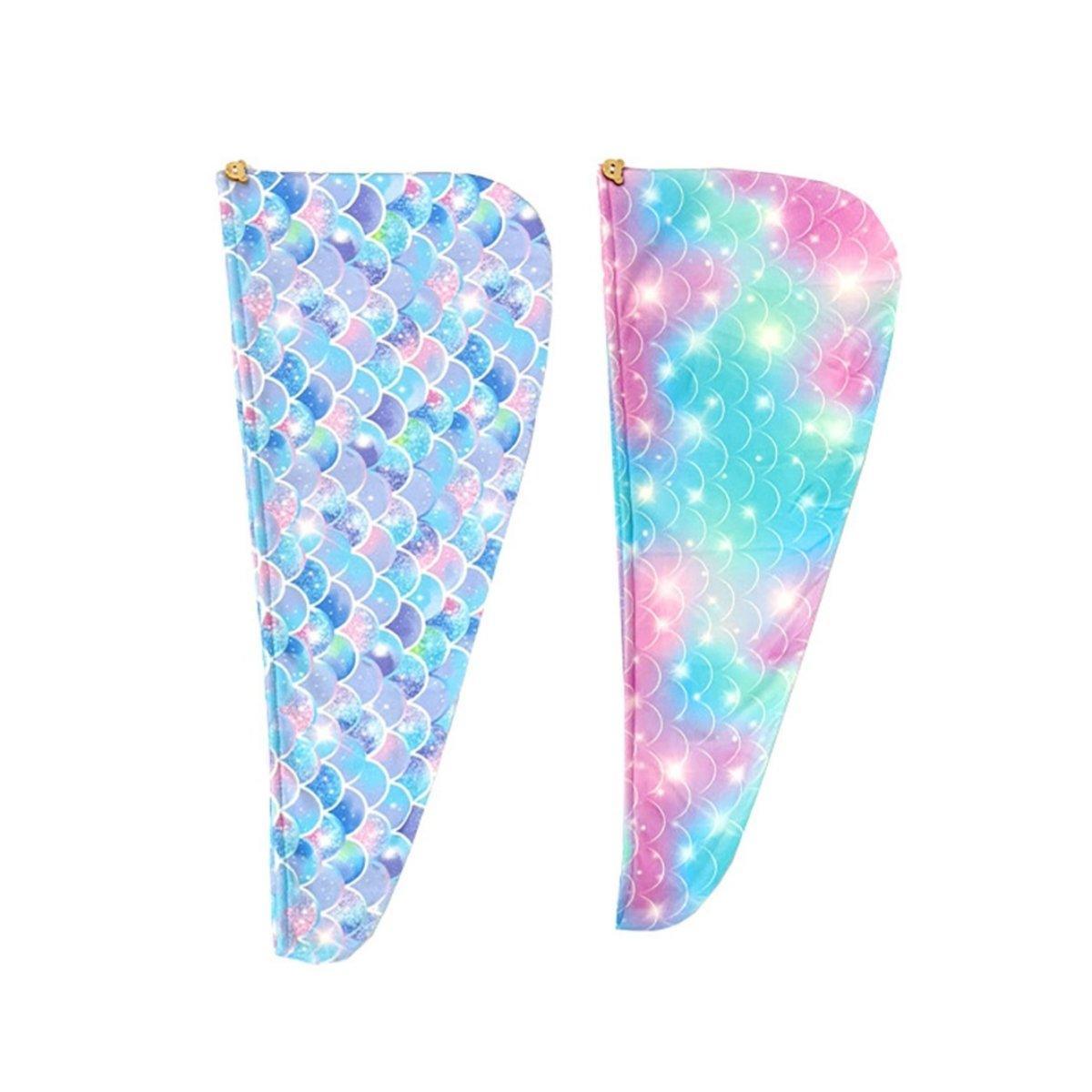 Absorbent Hair Drying Cap in Blue and Purple