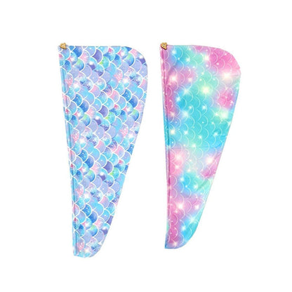 Absorbent Hair Drying Cap in Blue and Purple