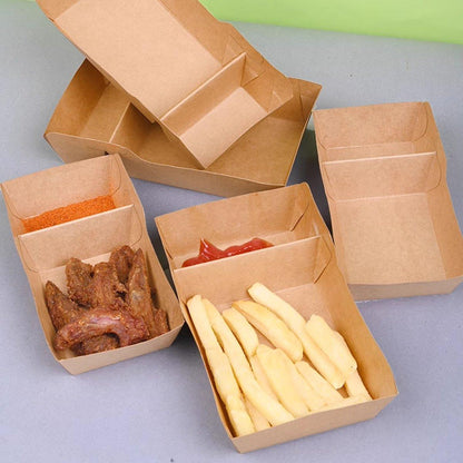 125PCS Dual-Compartment Kraft Food Boxes