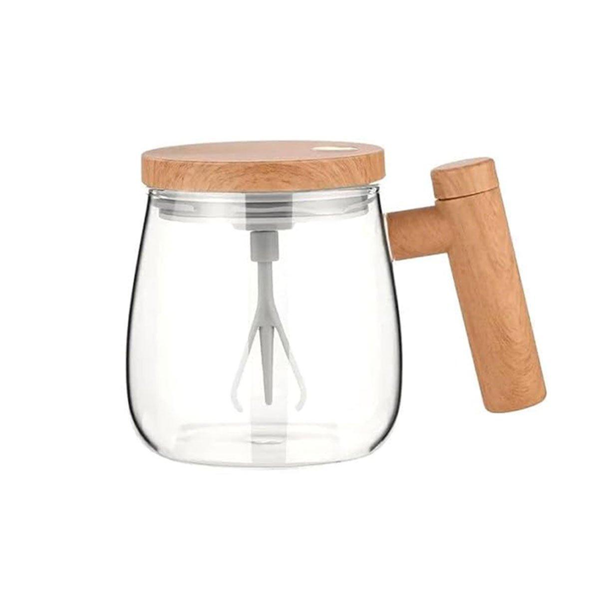 Electric Self Stirring Cup with Woodgrain Handle