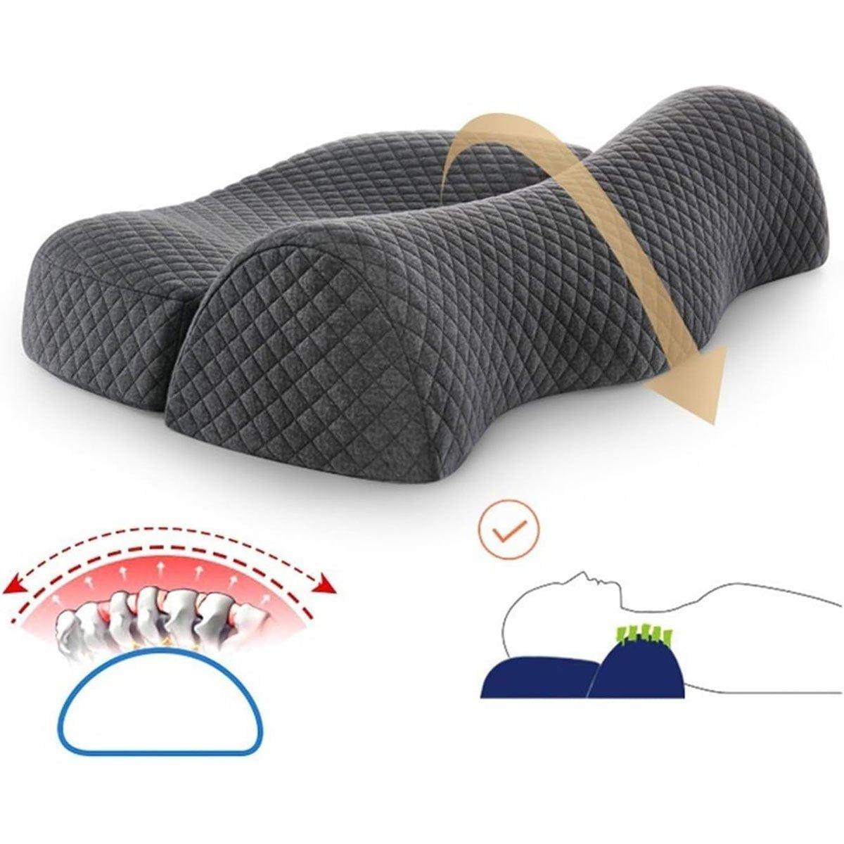 Grey Contoured Neck Pillow for Hotel Guest Beds – Product View 10