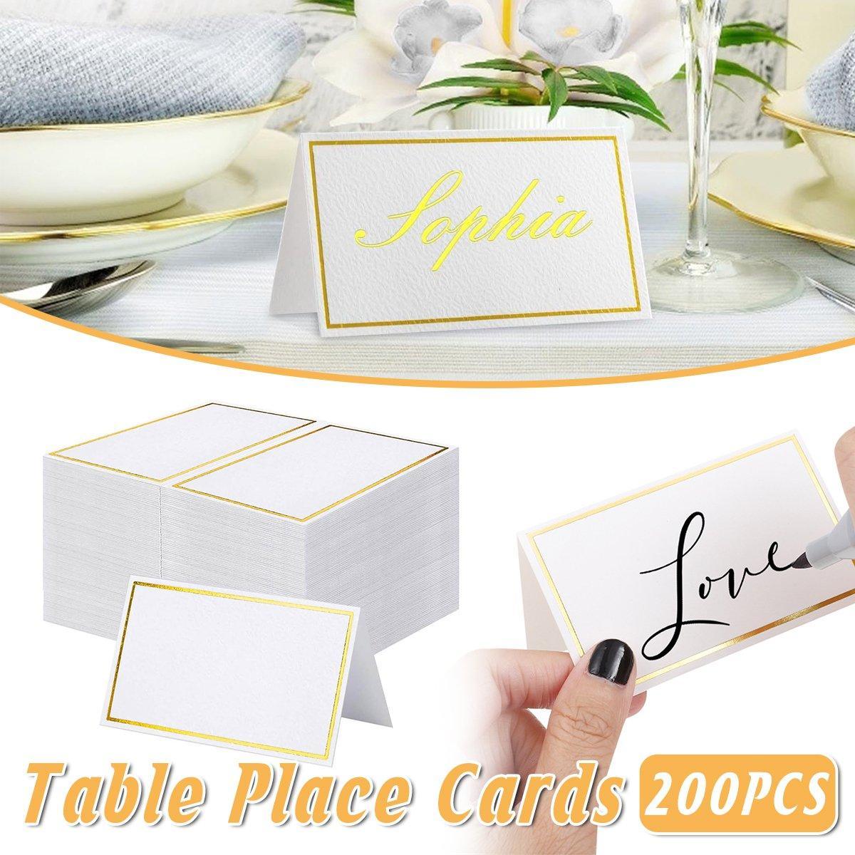 200 Pcs Gold Border Table Place Cards for Events – Product View 2