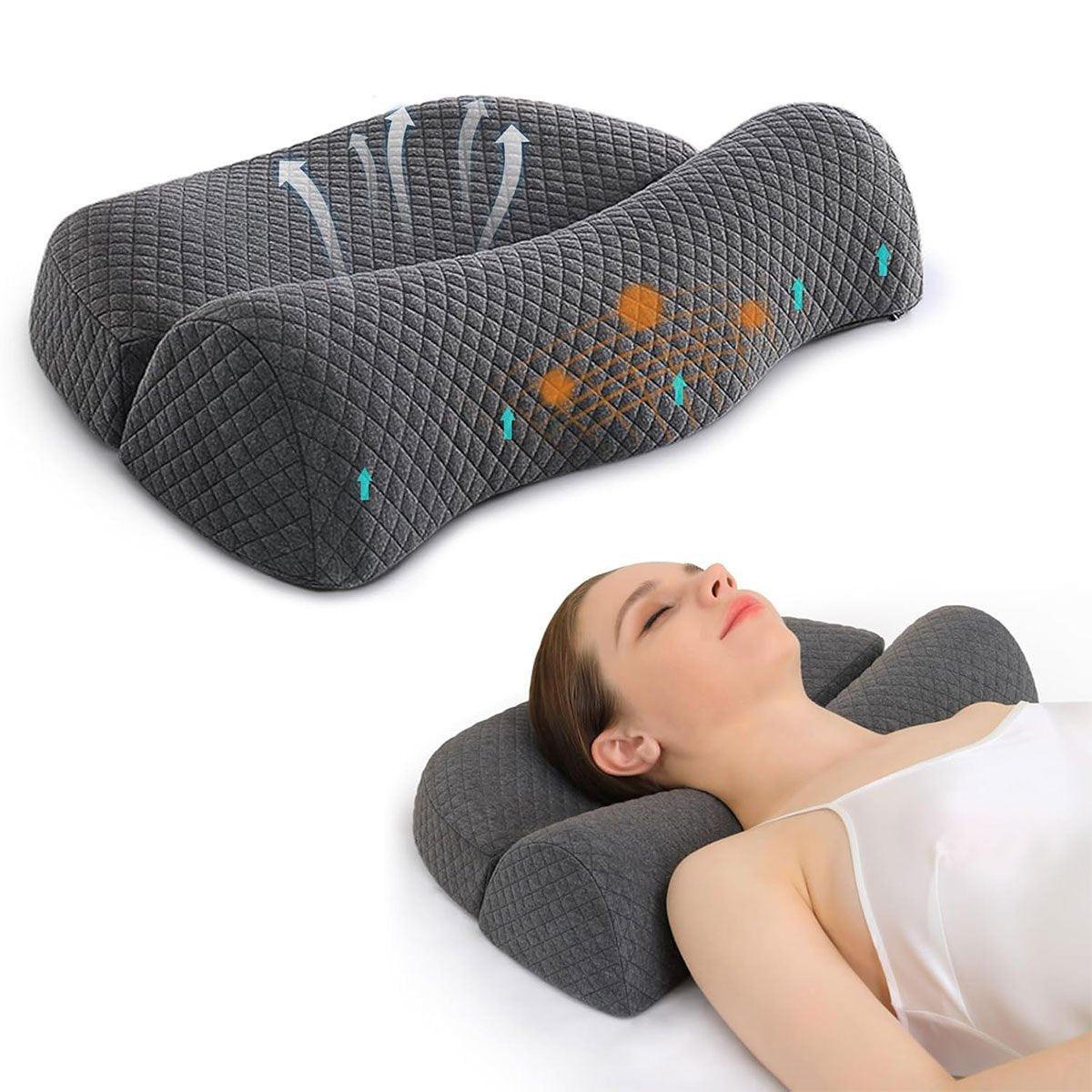 Grey Contoured Neck Pillow for Hotel Guest Beds – Product View 13