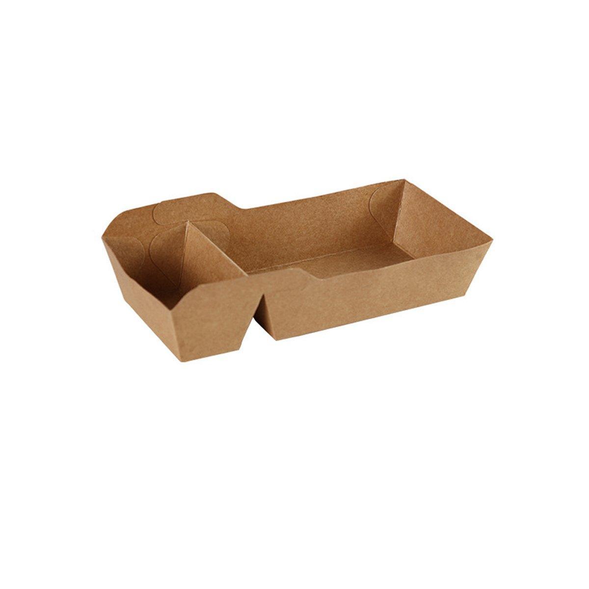 125PCS Dual-Compartment Kraft Food Boxes