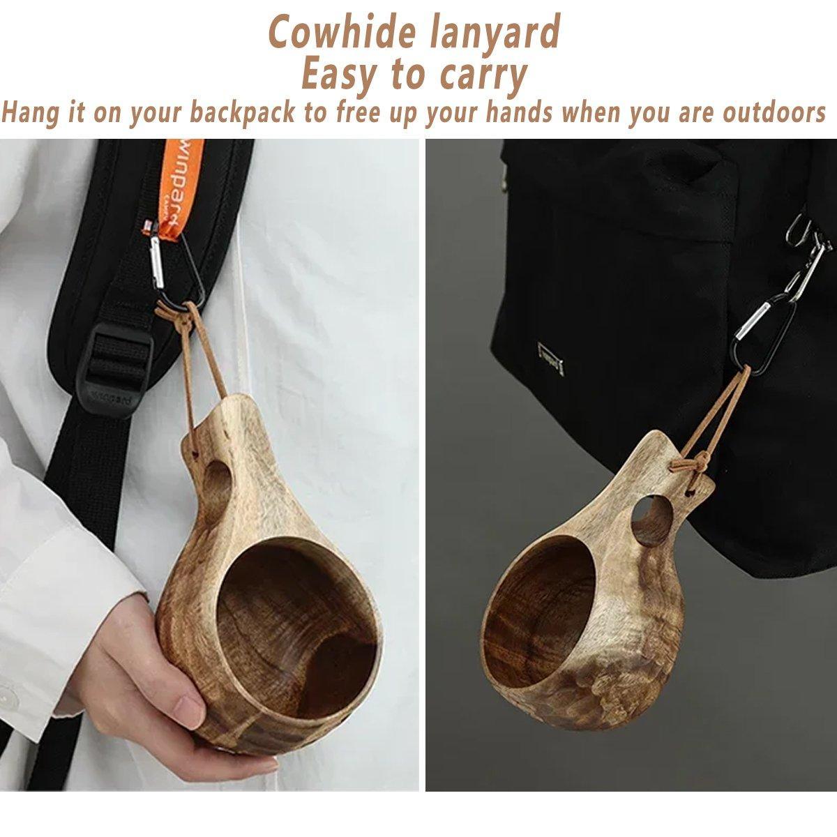 Walnut Wood Drinking Cup with Single Hole Handle – Product View 4