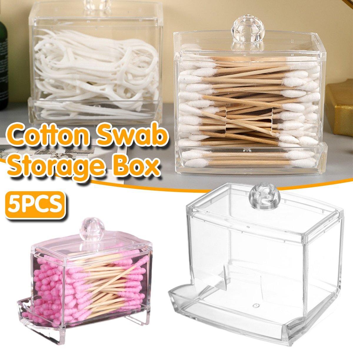 5 Pcs Acrylic Cotton Swab Storage Containers – Product View 2