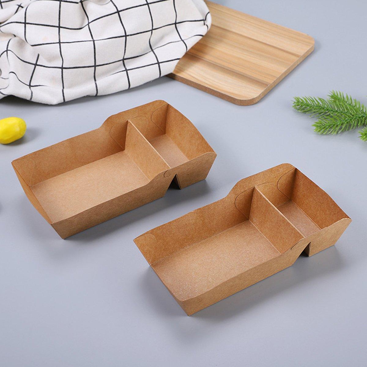 125PCS Dual-Compartment Kraft Food Boxes
