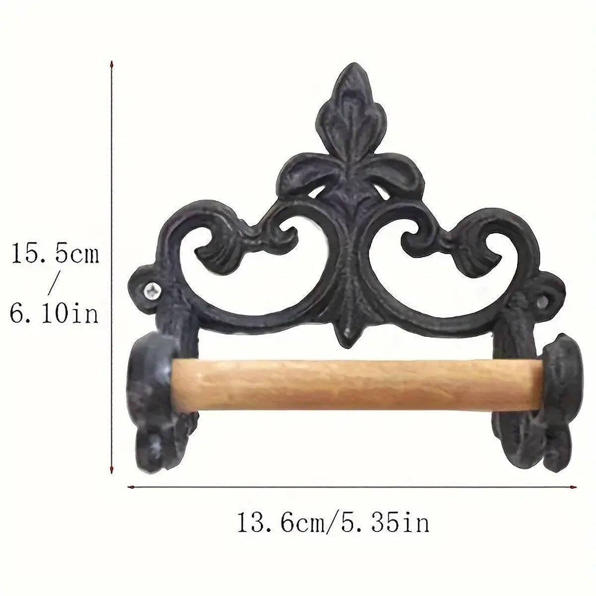 Iron Paper Roll Holder with Decorative Towel Bar – Product View 3
