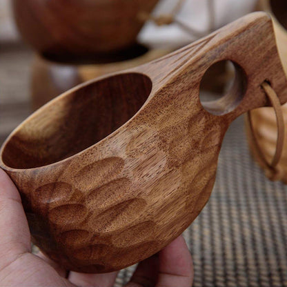 Walnut Wood Drinking Cup with Single Hole Handle – Product View 10