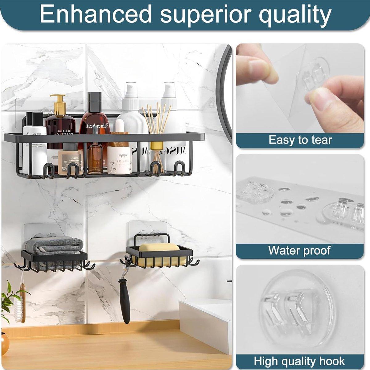 12 Pcs No-Drill Clear Hooks for Bathroom Shelves – Product View 7