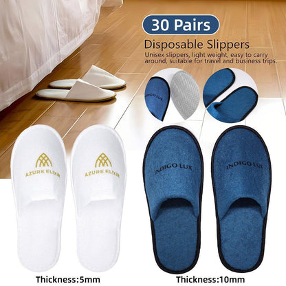 30 Pairs Disposable Hotel Guest Slippers