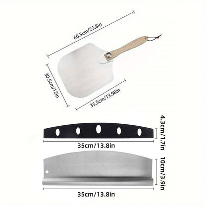 4 Pcs Pizza Tool Set with 12-Inch Aluminium Peel – Product View 4