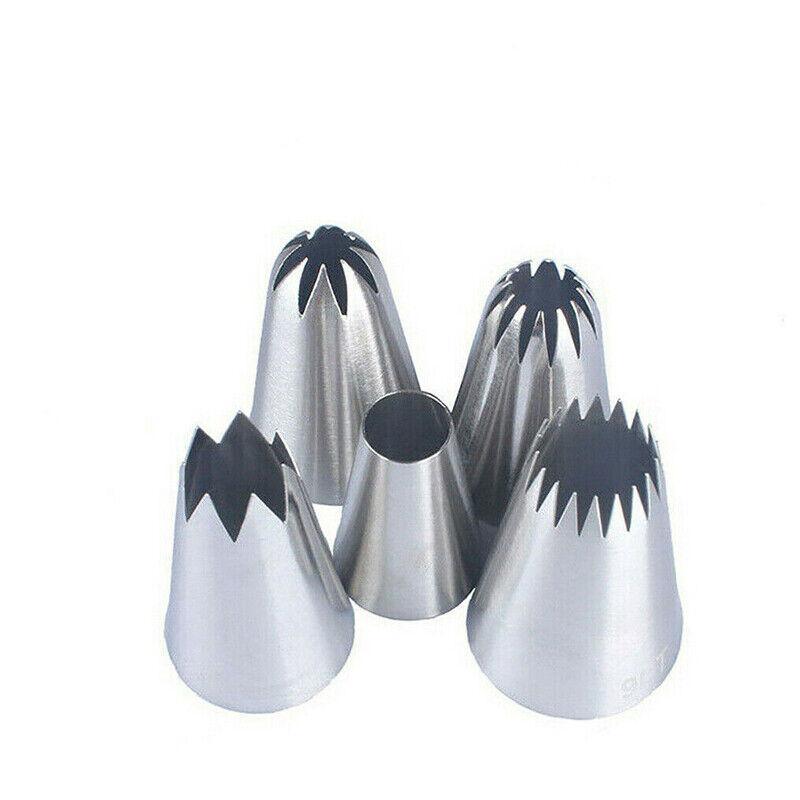 5x Large Cream Icing Piping Nozzles Set Kit Pastry Tips DIY Cake Decorating Tool