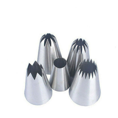 5x Large Cream Icing Piping Nozzles Set Kit Pastry Tips DIY Cake Decorating Tool