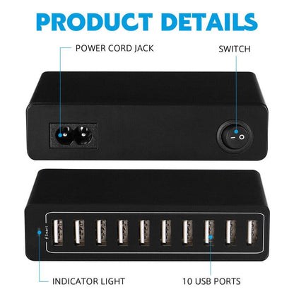 10 Port USB Charging Station with 60W Output – Product View 6