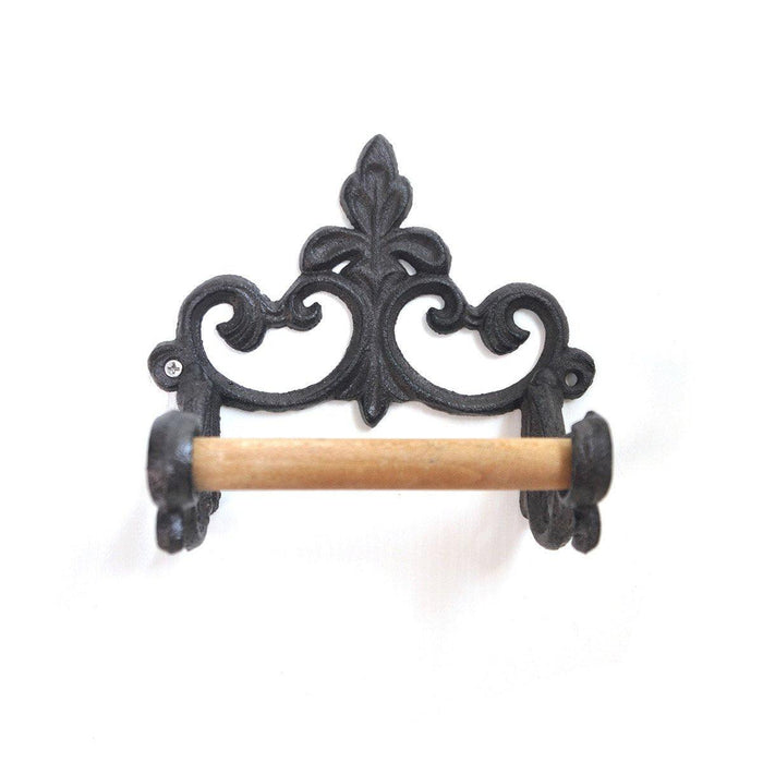 Iron Paper Roll Holder with Decorative Towel Bar