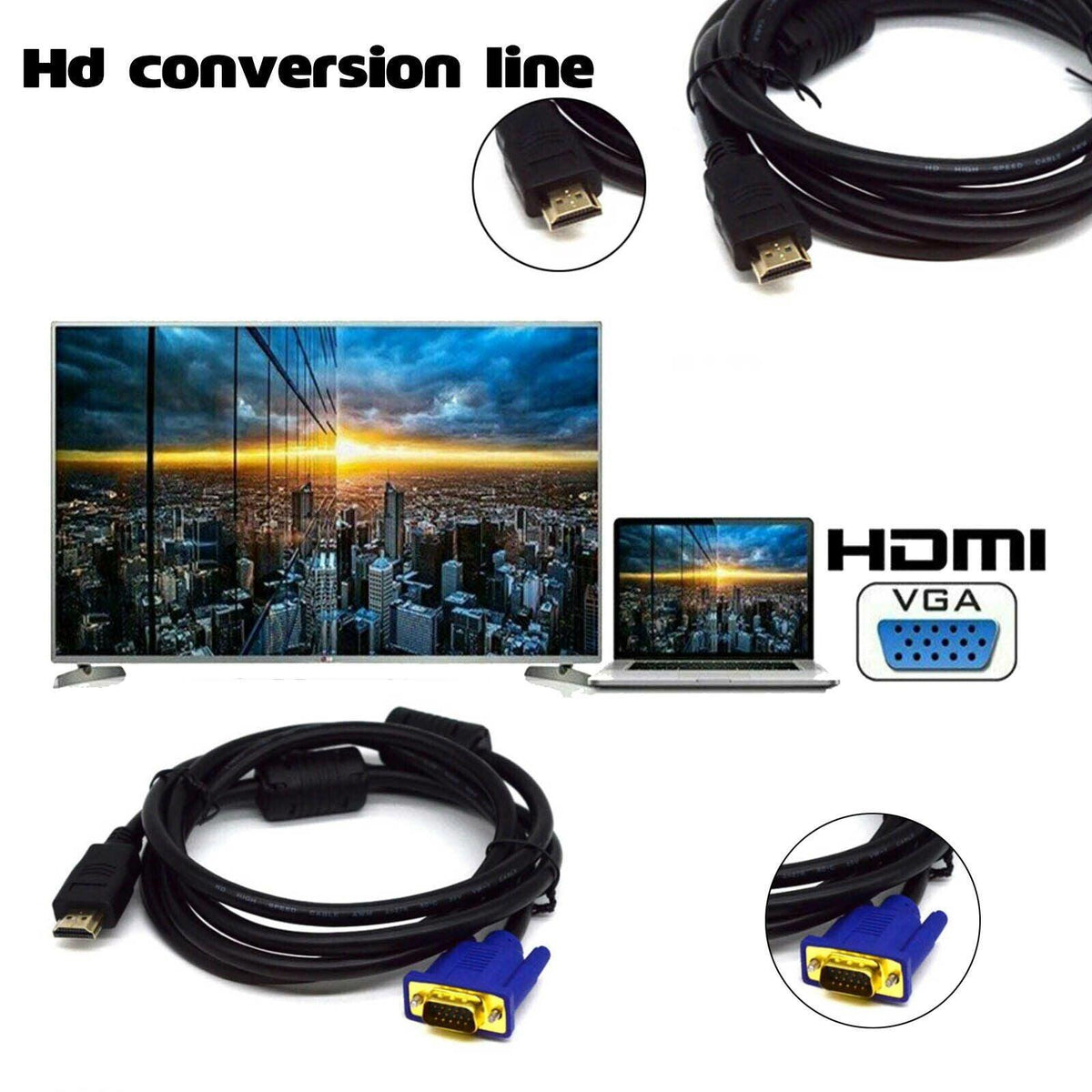 HDMI to VGA Adapter Cable with Audio Output – Product View 9