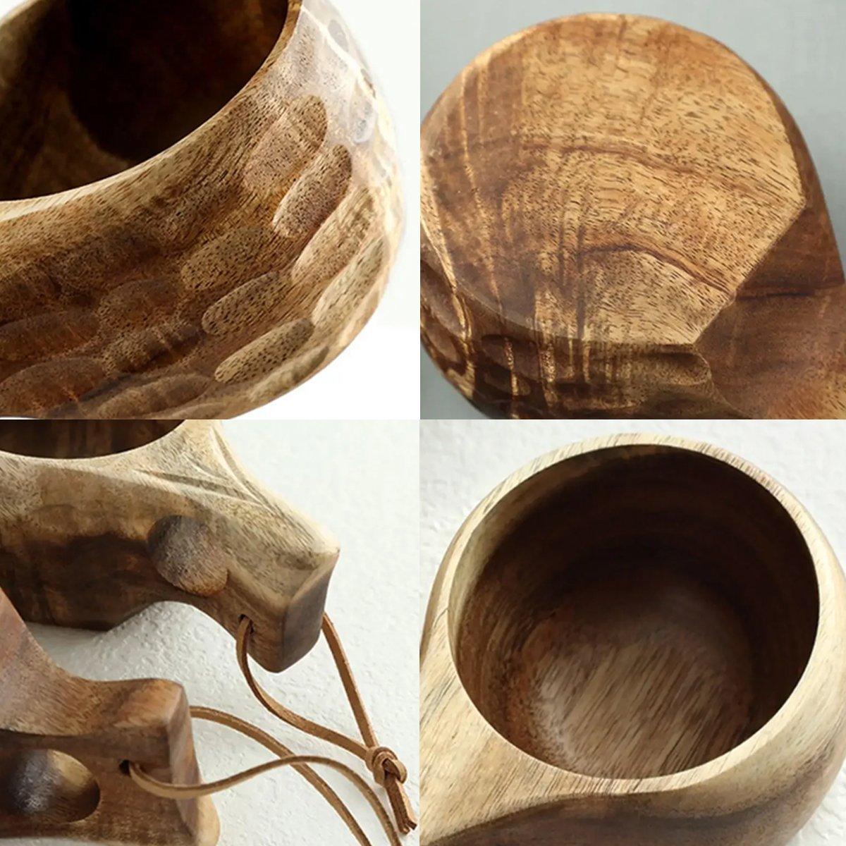 Walnut Wood Drinking Cup with Single Hole Handle – Product View 6